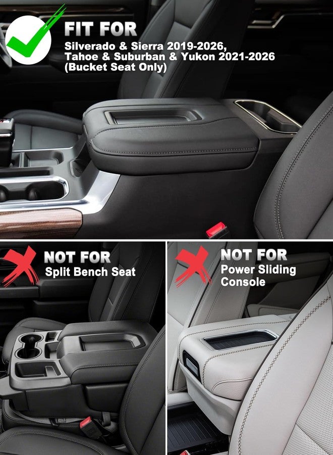 Eaglecover Center Console Cover for Chevy Silverado 1500 Accessories & GMC Sierra 2019-2025, Yukon & Tahoe & Suburban 2021-2025, Vinyl Armrest Middle Console Cover, Bucket Seat Only, Scratchproof - Image 2