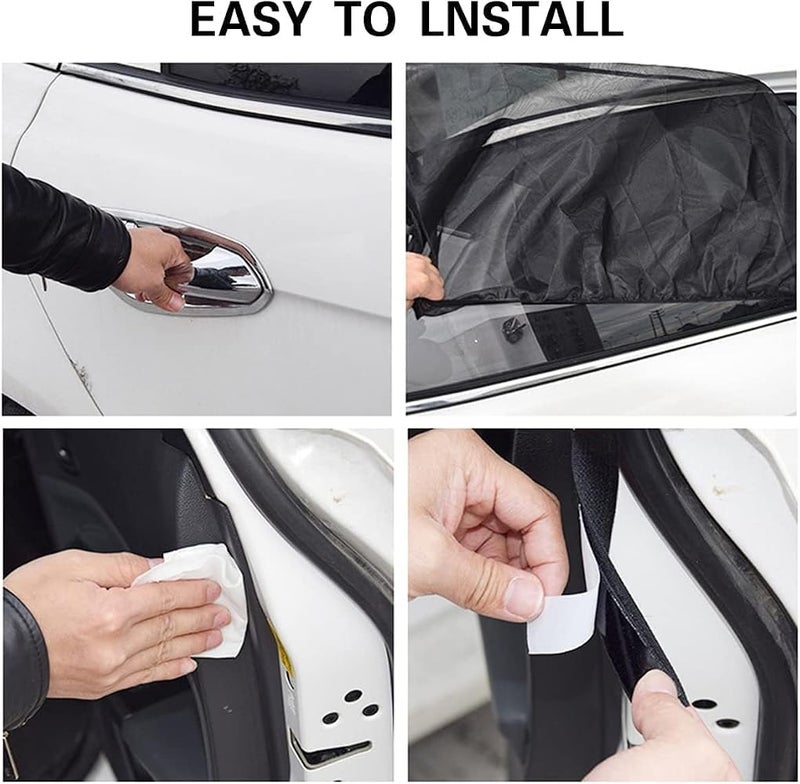 SHOWAY Car Sun Shade Side Window Windshield Cover UV Protect perspective mesh Velcro Universal car accessories Windows Curtain (One pair) (One pair for Back side) - Image 4