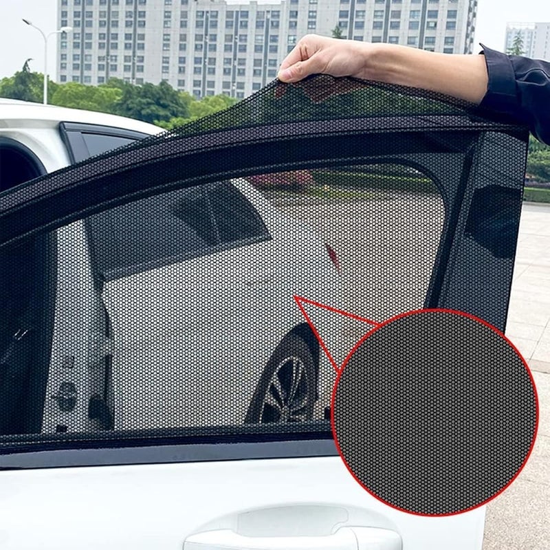 SHOWAY Car Sun Shade Side Window Windshield Cover UV Protect perspective mesh Velcro Universal car accessories Windows Curtain (One pair) (One pair for Back side) - Image 3