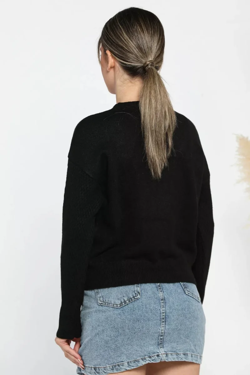 جولسلي Women's Crew Neck Floral Embroidered Knitwear Sweater
