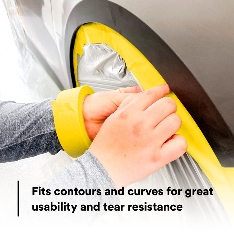 3M 3M Automotive Refinish Masking Tape 388N, 06654, 36 mm x 55 m, Yellow, Crepe Backing, Moisture Resistant, Multi-Purpose  - Image 4