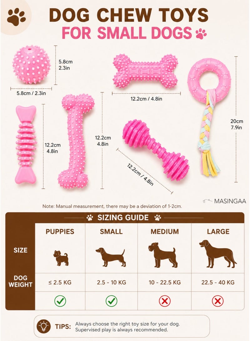 MASINGAA 6 pcs Dog Chew Toys for Puppy, Cute Pink Small Dog Toys, Puppy Teething Toys for Puppies, 2026 Upgraded Soft Durable Interactive Chew Toy for Small Dogs - Image 2