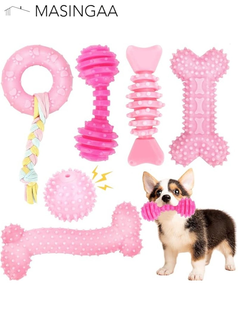 MASINGAA 6 pcs Dog Chew Toys for Puppy, Cute Pink Small Dog Toys, Puppy Teething Toys for Puppies, 2026 Upgraded Soft Durable Interactive Chew Toy for Small Dogs - Image 1