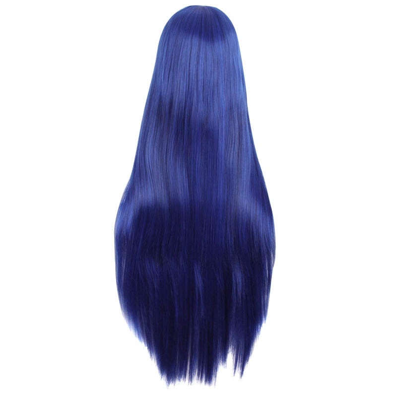 MapofBeauty MapofBeauty 32" 80cm Long Straight Anime Costume Cosplay Wig Party Wig (Dark Blue/Black)  - Image 2