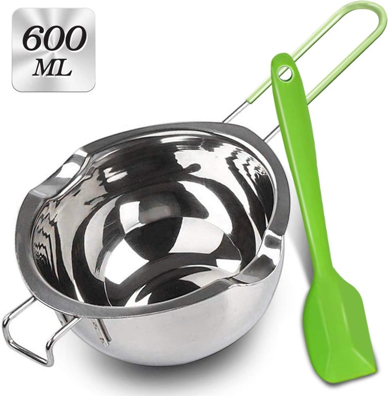 Sysmie Stainless Steel Double Boiler with Silicone Spatula, Chocloate Metls Pot with Heat Resistant Handle for Melting Chocolate, Candy, Candle, Soap and Wax… - Image 1