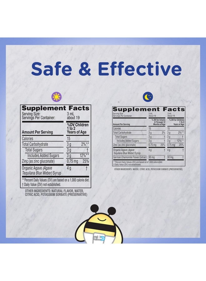 Zarbee's Baby Daytime & Nighttime Cough Syrup + Immune With Organic Agave + Zinc, Daytime Cough Syrup, Grape, & Nighttime Cough Syrup With Chamomile, Agave Taste, Two Pack, 2 X 2 Fl. Oz - Image 3