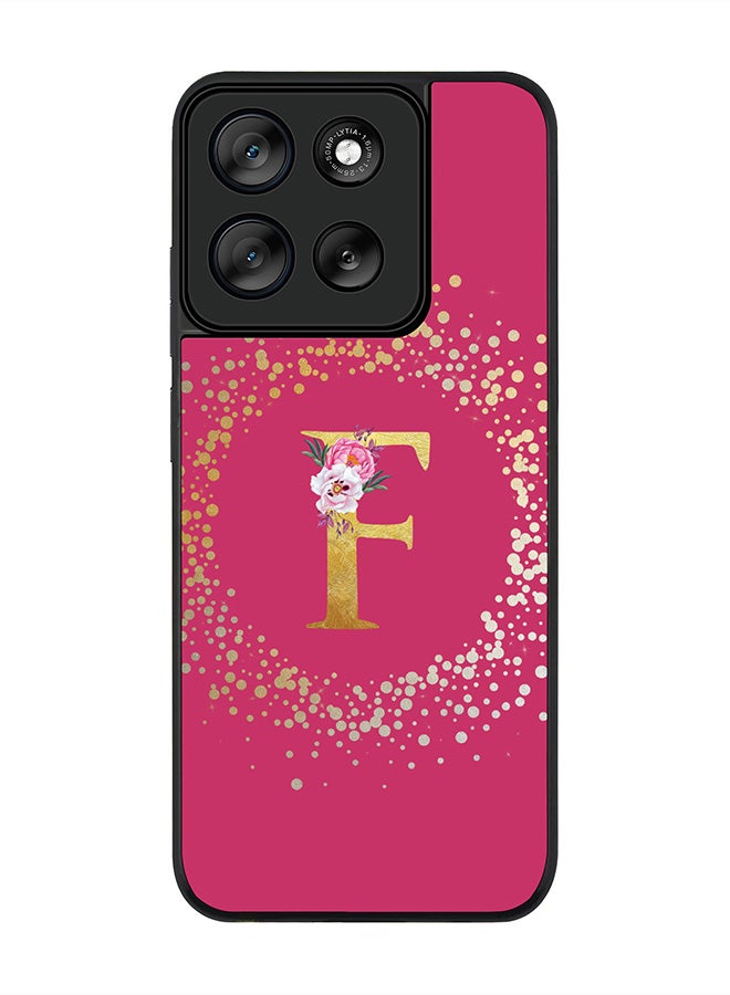 Stylizedd For Motorola Moto G56 Case,Slim fit Camera Protection, Shockproof Thin Phone cover  - Custom Monogram Floral - F ( Deep Pink ) - Image 1