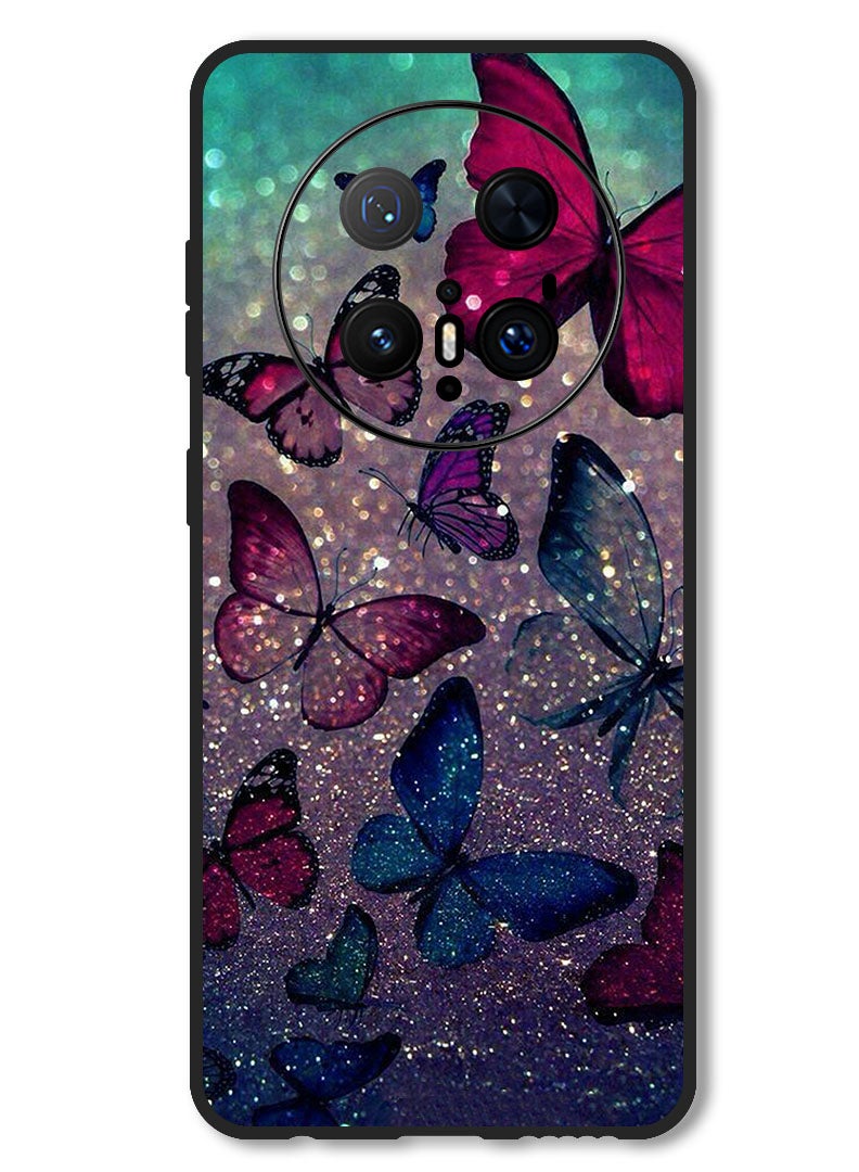 Theodor Case Compatible with Huawei Mate 70 Pro/ 70 Pro + Protection Shockproof Bumper Cover Glitters Butterflies - Image 1