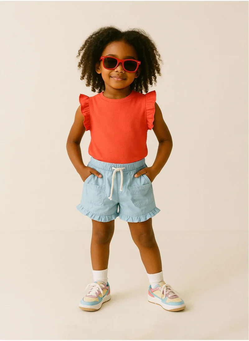 مينوتي Teen Girls Rib Cap Sleeve Top