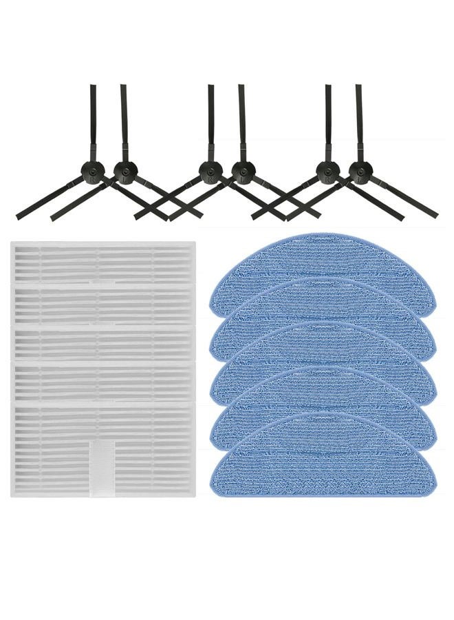 Rinakou 16 Pack Replacement Accessories Kit Compatible With ILIFE V9 V9 Pro A12 PRO Robot Vacuum,6 Side Brushes,5 Mop Pads,5 Hepa Filters - Image 1