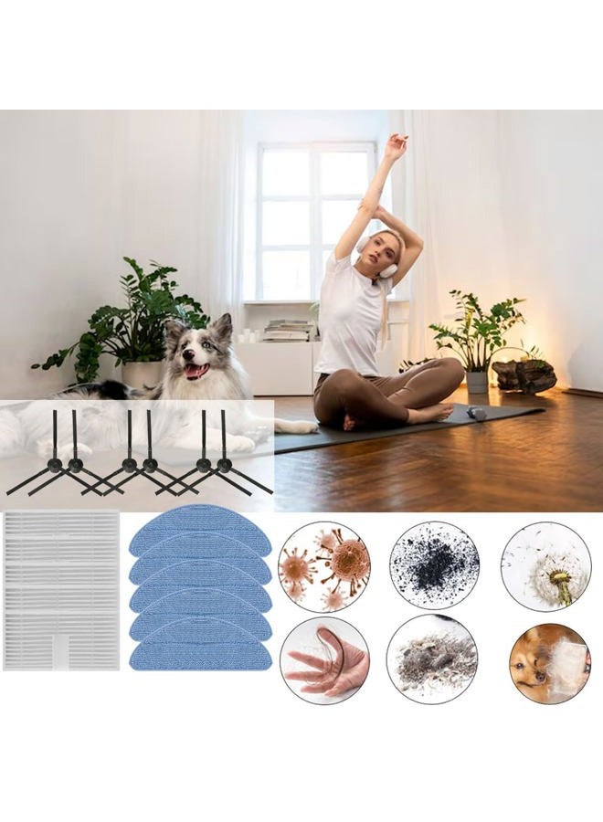 Rinakou 16 Pack Replacement Accessories Kit Compatible With ILIFE V9 V9 Pro A12 PRO Robot Vacuum,6 Side Brushes,5 Mop Pads,5 Hepa Filters - Image 5