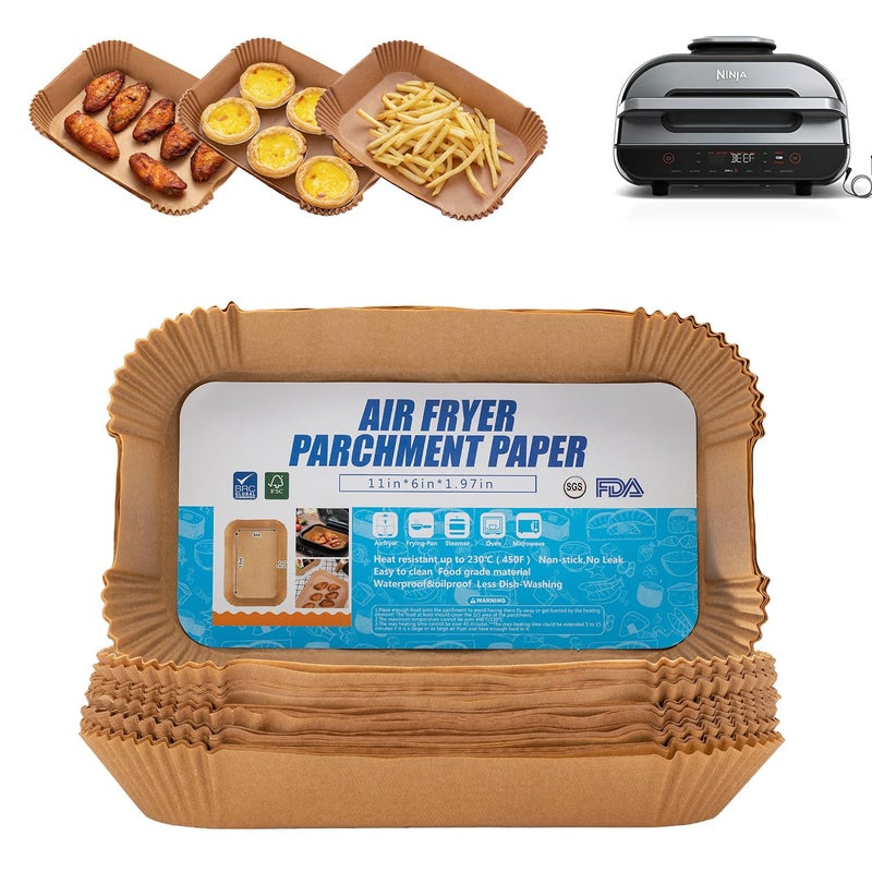 Air Fryer Liners For Ninja Foodi XL Smart FG551 6in1 Indoor Grill100PCS Rectangular Air Fryer Disposable Paper Liner Parchment Paper Liners for Ninja Smart Xl Air Fryer