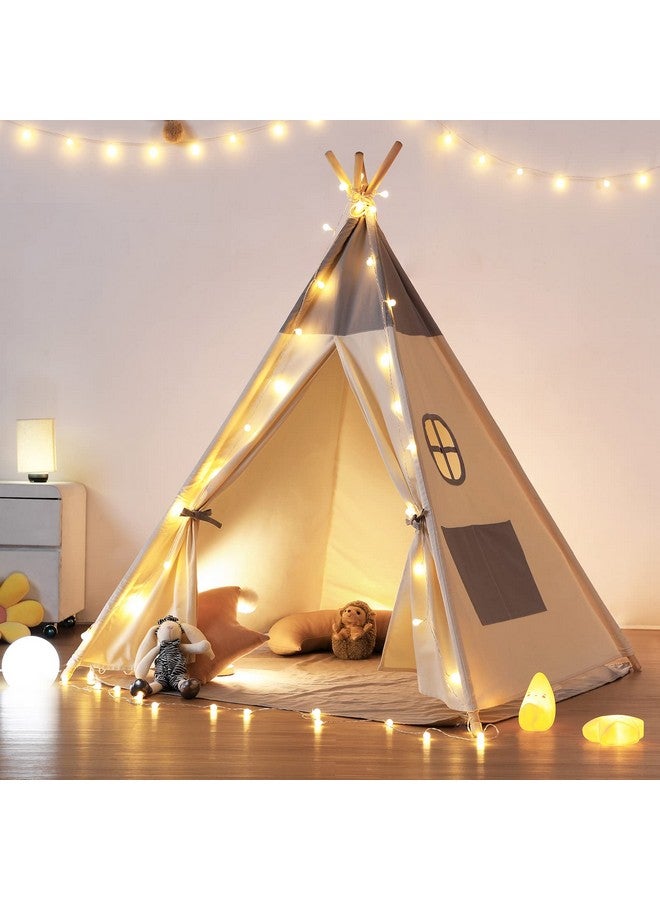 besrey  Teepee Tent For Kids With Light & Mat Kids Tents Indoor Play Tent Playhouse Toddler Teepee 100% Cotton Tee Pee Tents For Kids Indoor Kids Teepee Children Room Tent - Image 1