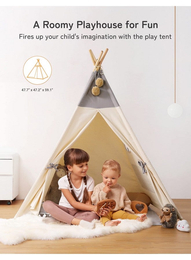 besrey  Teepee Tent For Kids With Light & Mat Kids Tents Indoor Play Tent Playhouse Toddler Teepee 100% Cotton Tee Pee Tents For Kids Indoor Kids Teepee Children Room Tent - Image 5