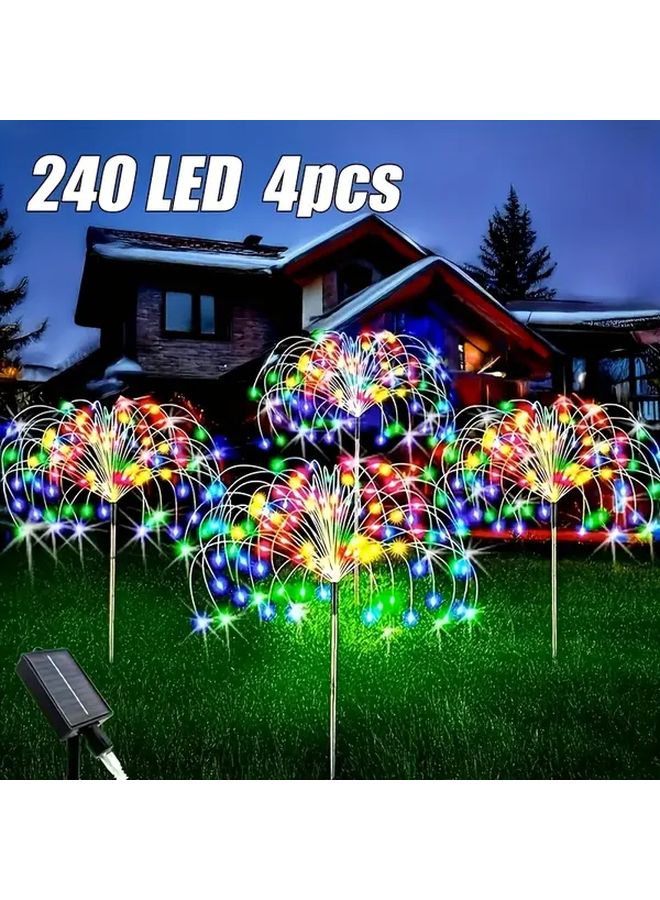 4 علب أضواء حدائق شمسية ملونة بـ 240 LED مع 8 أوضاع لتزيين الخارجي - Image 1