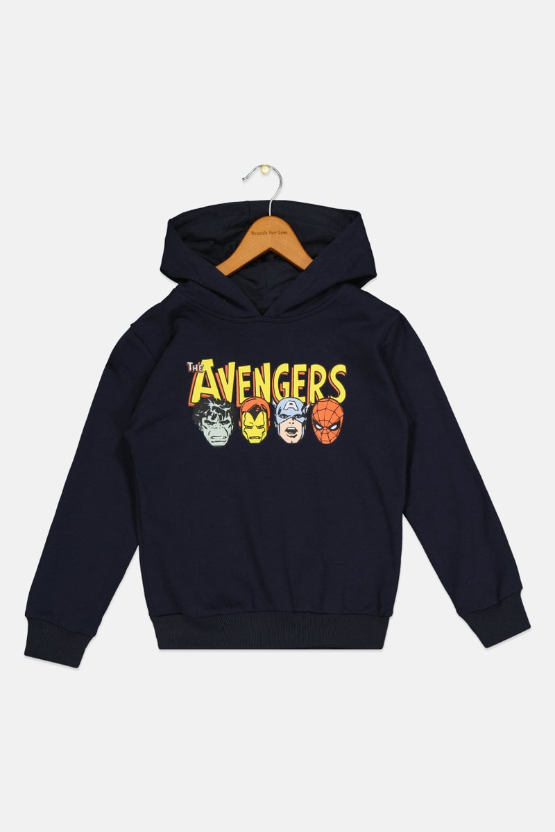 MARVEL Toddlers Boy Graphic Print Long Sleeve Hoodie, Navy - Image 3