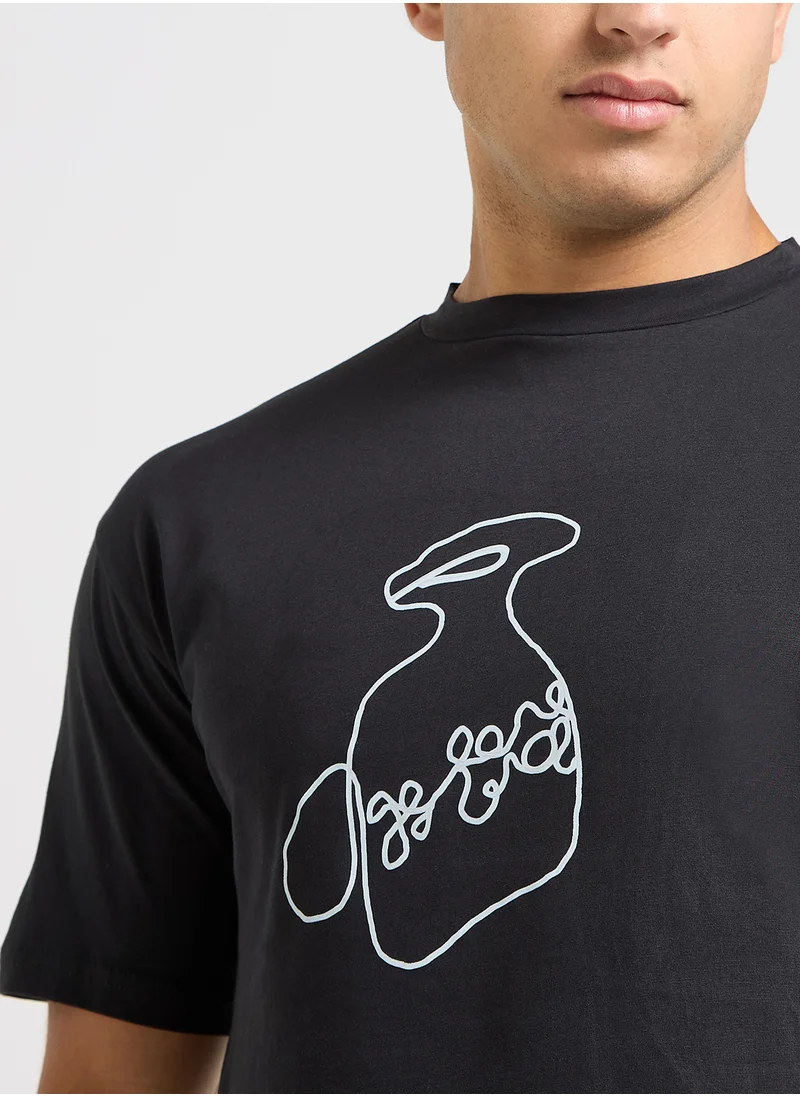 سفنتي فايف Graphic Oversized T-Shirt