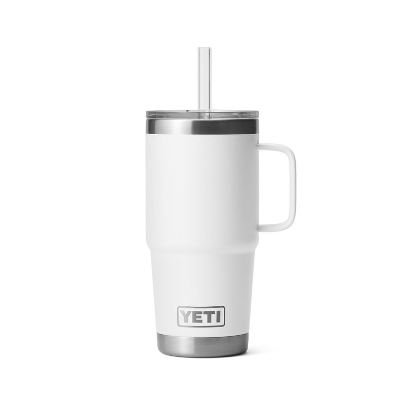 YETI Rambler 25 oz Tumbler with Handle and Straw Lid  Travel Mug Water Tumbler  Vacuum Insulated Cup with Handle  Stainless Steel  White - Image 5