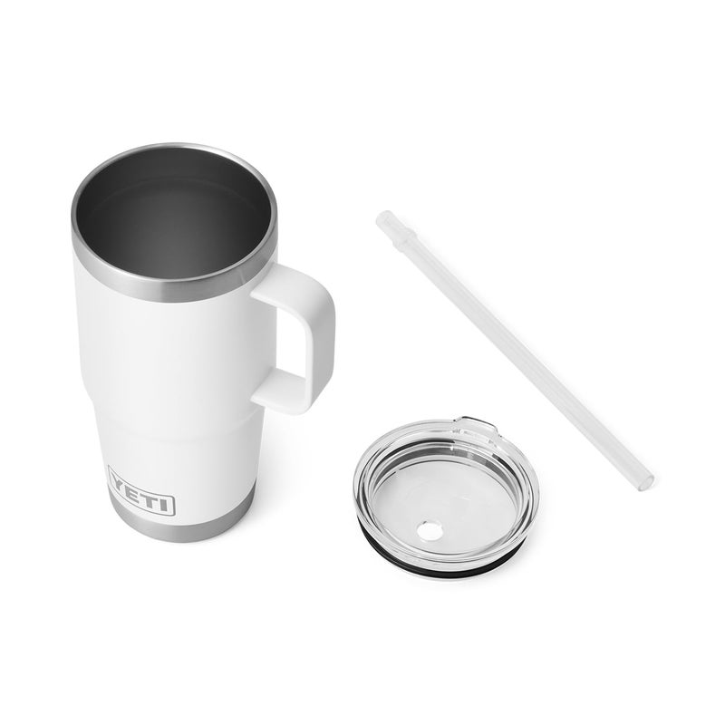 YETI Rambler 25 oz Tumbler with Handle and Straw Lid  Travel Mug Water Tumbler  Vacuum Insulated Cup with Handle  Stainless Steel  White - Image 3