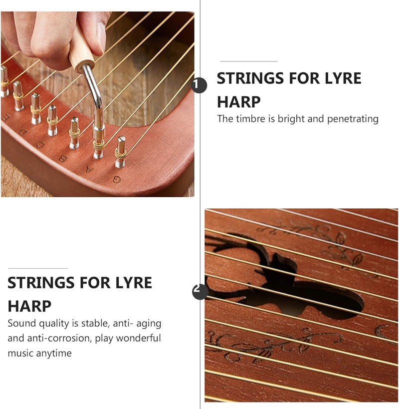 klarako 7pcs Lyre Harp String Replacement Metal Lya String Musical Instrument Accessories for Lyre Harp Harpsichord Dulcimer Zither Stringed Instrument - Image 2