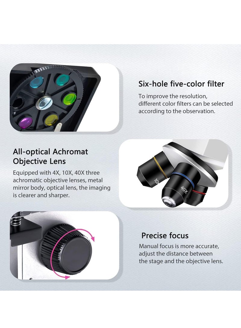 Zikra Powerful 100X-2000X Microscopes for Kids & Adults - Ideal for Home & School Labs with Slides & Phone Adapter - Image 3