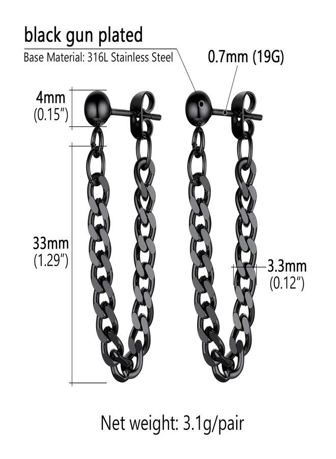 PROSTEEL Kpop Black Earrings Men Women Teen Boys Stainless Steel Chain Earring Cool Earings Mens Dangle Earrings - Image 4