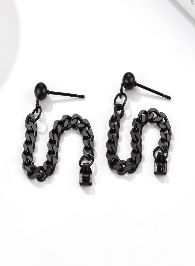 PROSTEEL Kpop Black Earrings Men Women Teen Boys Stainless Steel Chain Earring Cool Earings Mens Dangle Earrings - Image 5