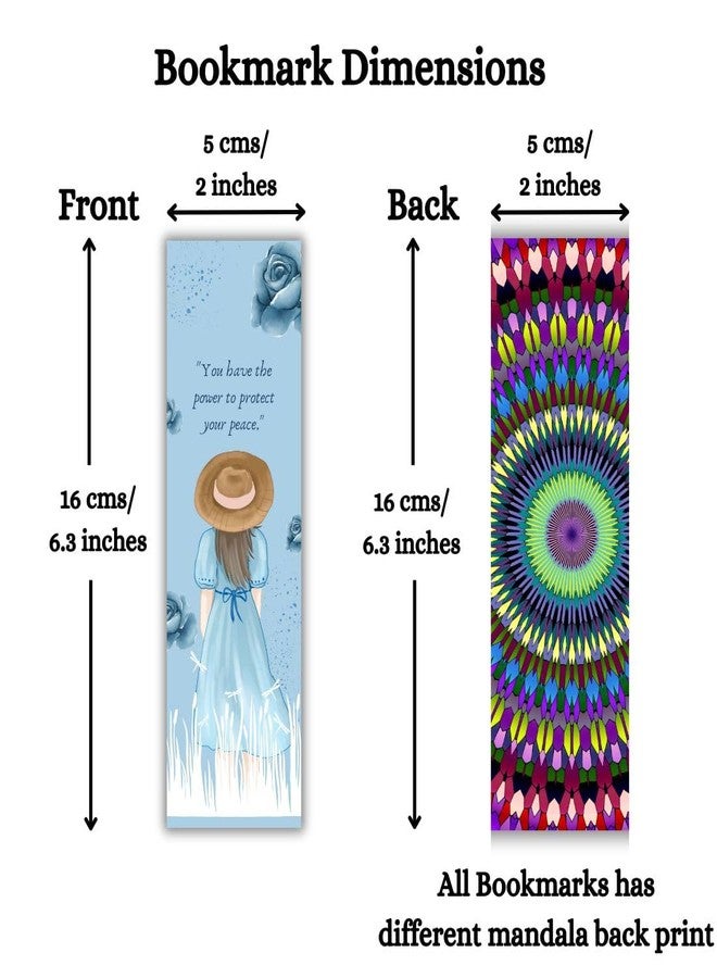 AanyaCentric 14-Pack Travel Reading Bookmark for Girls, Various Designs, Different Mandala Pattern on Back, Compact Size (2" x 6.3"), Ideal for Gifting Self Use - Image 3