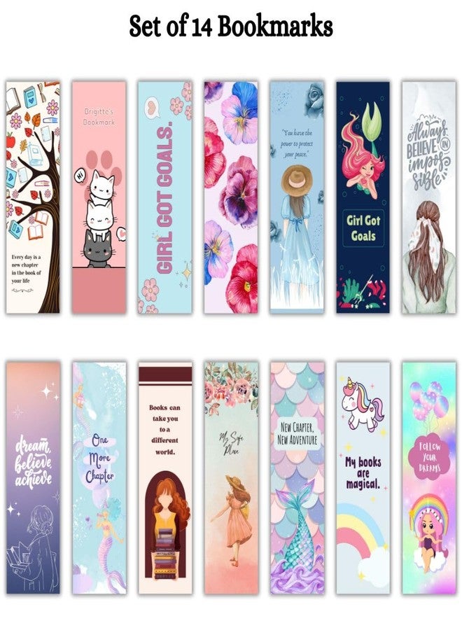 AanyaCentric 14-Pack Travel Reading Bookmark for Girls, Various Designs, Different Mandala Pattern on Back, Compact Size (2" x 6.3"), Ideal for Gifting Self Use - Image 2