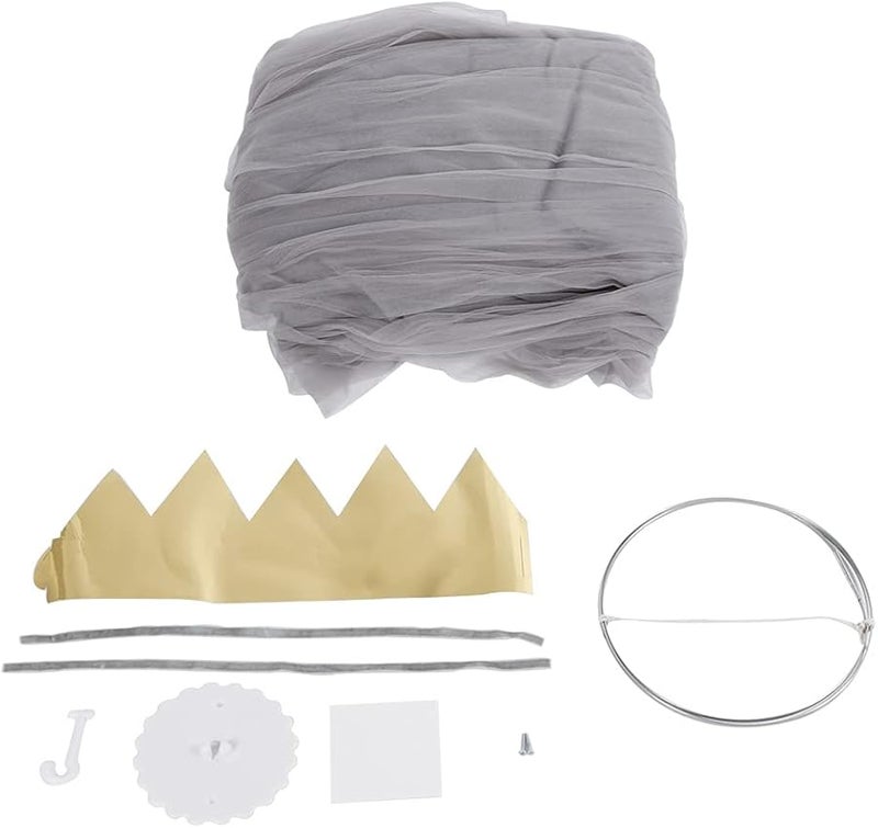 Gray Baby Bed Canopy with Breathable Mesh Net and Hanging Hook for Children Bedroom Decoration - Image 3