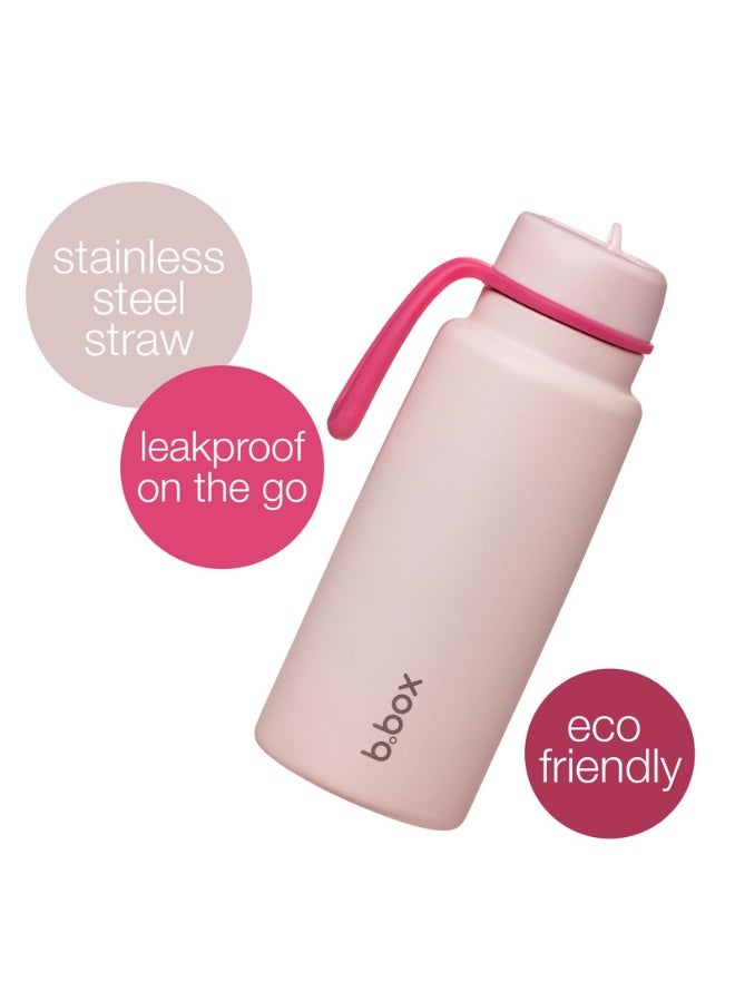 B.Box Insulated Flip Top Water Bottle with Straw | Stainless Steel | Leakproof | BPA-Free | Keeps Drinks Cold up to 46 Hours | 1L (33.8 fl oz / 34oz)-Pink Paradise - Image 2