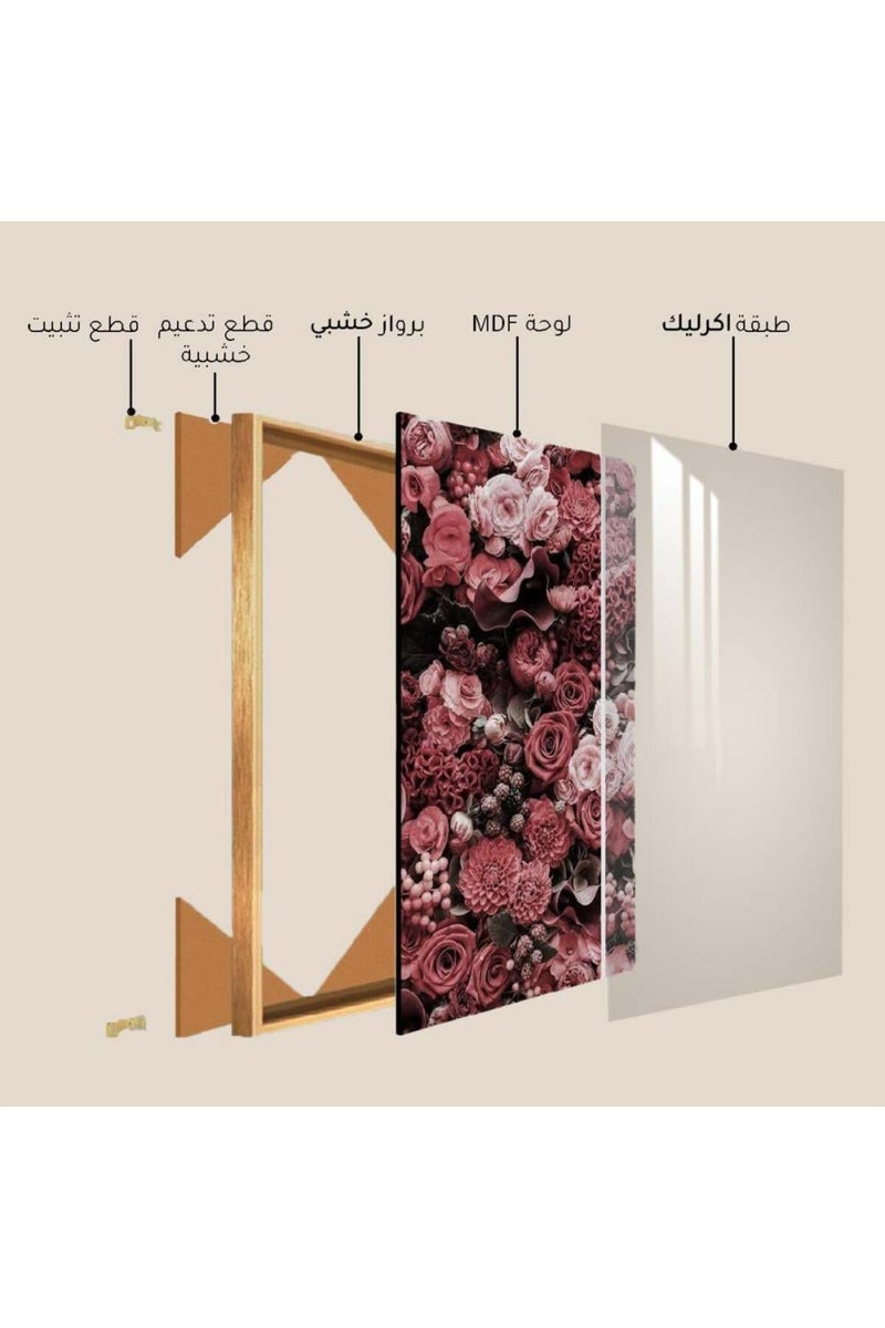 ماركتنا ثلاث لوحات جدارية خشبية بتصميم إسلامي، مع إطار وطبقة أكريليك شفافة. - Image 4