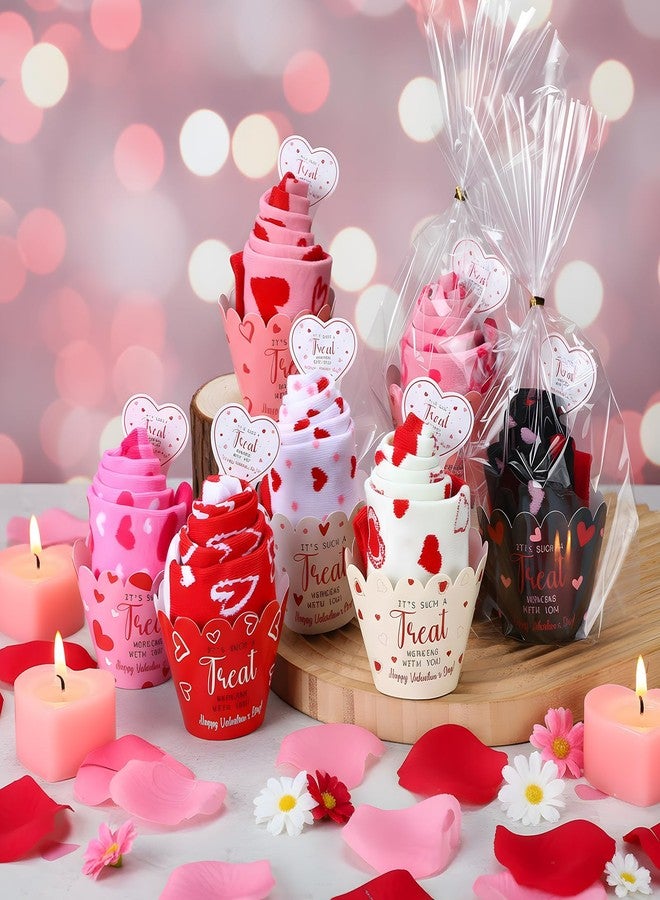 Jeere 12 Pairs Valentine's Day Cupcake Socks for Coworkers Valentines Fuzzy Gifts for Women DIY Slipper Socks for Colleagues Boss Employees - Image 3