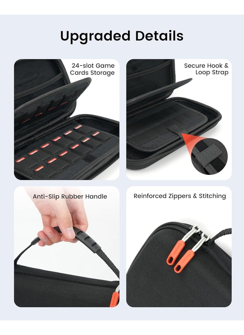 Transnovo Travel Carrying Case Compatible with Nintendo Switch 2 (2025) with 24-Card Slot, 16-in-1 Switch 2 Accessories Kit with ScreenProtector, Joycons Key Caps, Foldable Stand & Dust Stopper  - Image 5