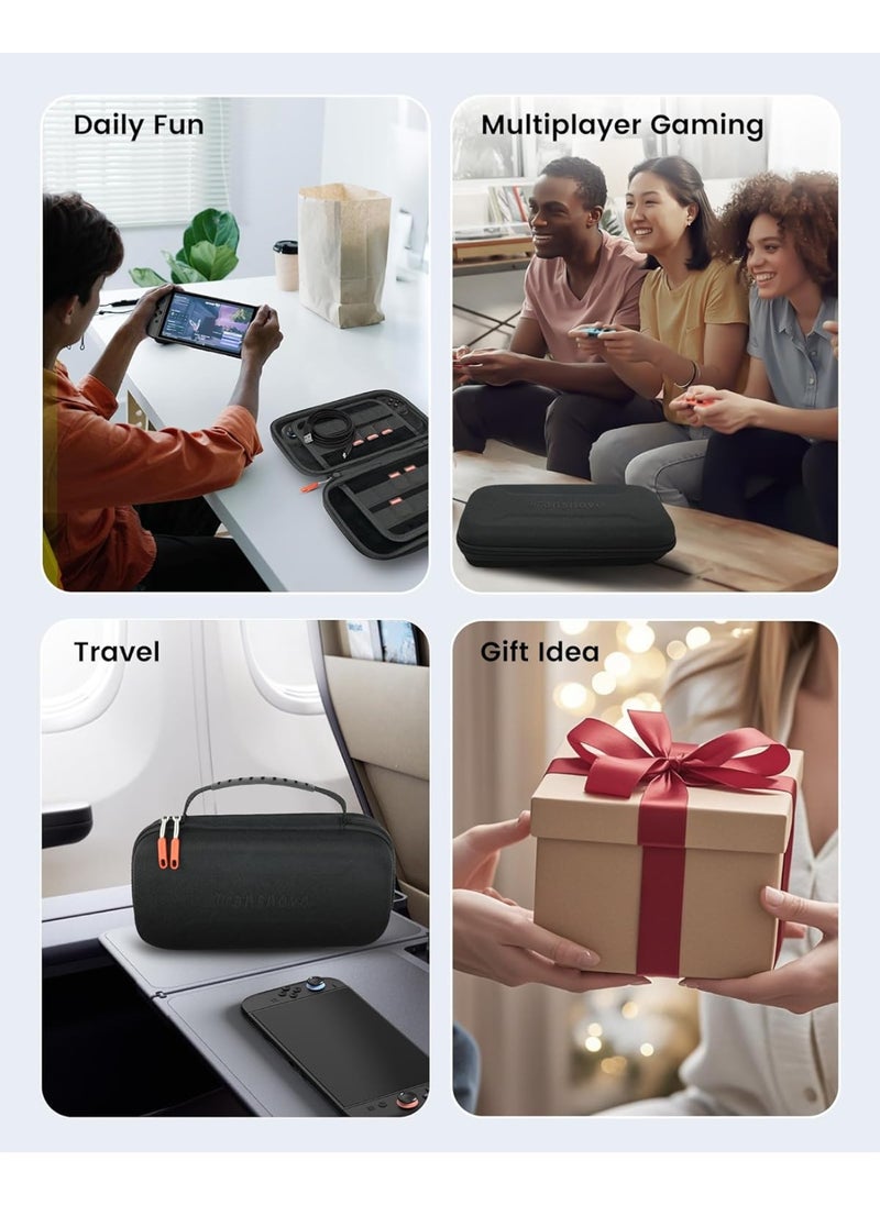 Travel Carrying Case Compatible with Nintendo Switch 2 (2025) with 24-Card Slot, 16-in-1 Switch 2 Accessories Kit with ScreenProtector, Joycons Key Caps, Foldable Stand & Dust Stopper