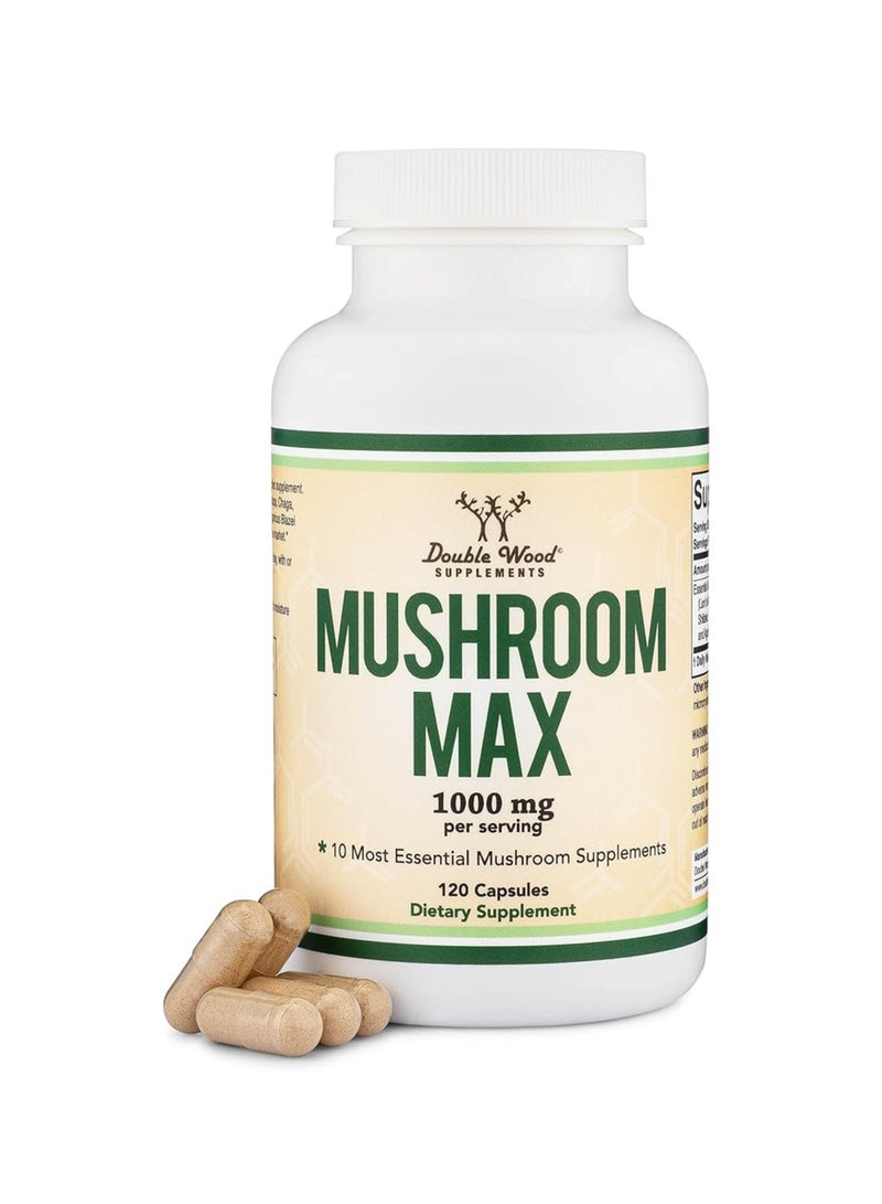 Mushroom Max Blend Supplement Lion's Mane, Reishi, Cordyceps, and More 1000mg 120 Capsules