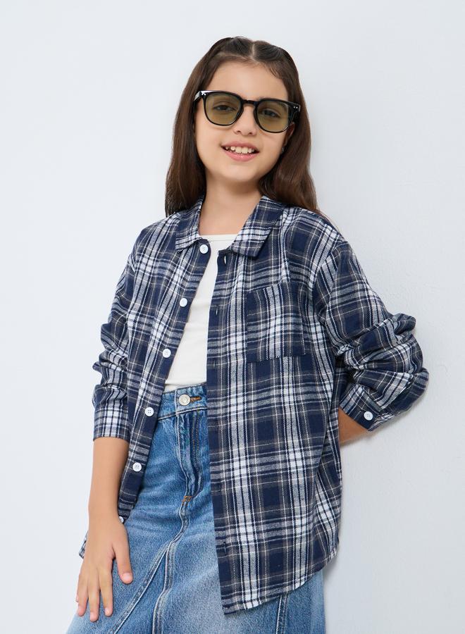 Styli Teens Blue Checkered Shirt - Image 1