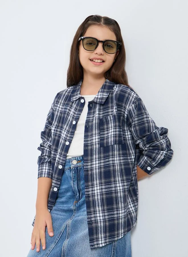 Styli Teens Blue Checkered Shirt