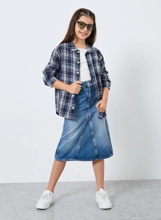 Styli Teens Blue Checkered Shirt