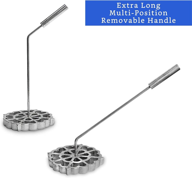 GLOBE ROCKET Bunuelos Mold with Handle (4.7 in Cast Aluminum) - Molde para Buñuelos de Viento Mexicanos - Buñuelos de Viento Moldes - Bunuelo Mold Mexican Cookware - Rosette Iron Set with Handle - Image 3