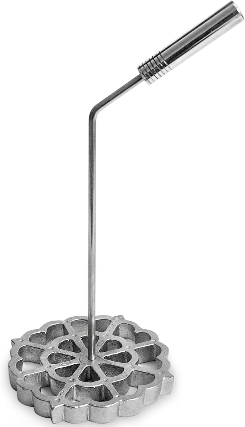GLOBE ROCKET Bunuelos Mold with Handle (4.7 in Cast Aluminum) - Molde para Buñuelos de Viento Mexicanos - Buñuelos de Viento Moldes - Bunuelo Mold Mexican Cookware - Rosette Iron Set with Handle - Image 1