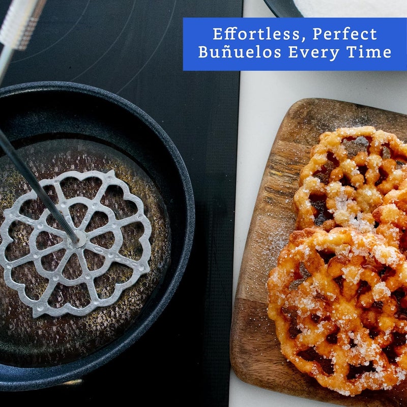 GLOBE ROCKET Bunuelos Mold with Handle (4.7 in Cast Aluminum) - Molde para Buñuelos de Viento Mexicanos - Buñuelos de Viento Moldes - Bunuelo Mold Mexican Cookware - Rosette Iron Set with Handle - Image 5