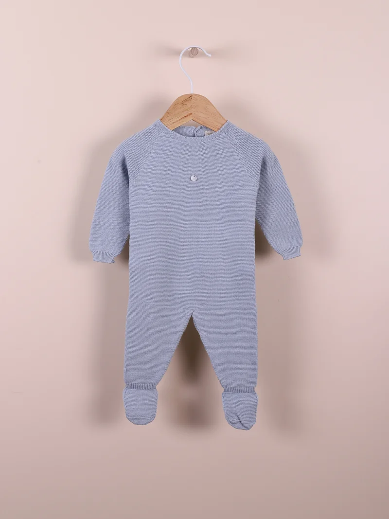 Wedoble Special Organic Cotton Fine Knit Babygrow - Soft Blue, Wedoble
