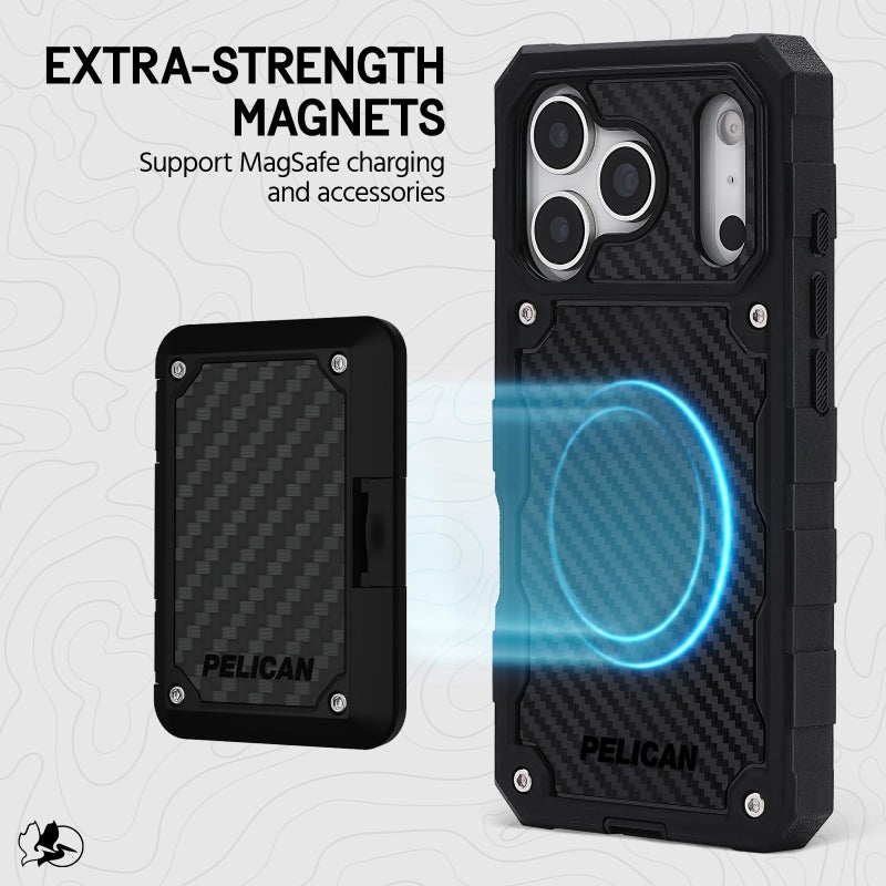 Pelican Shield iPhone 17 Pro Case [Compatible with MagSafe] Rugged Phone Case w/ 21ft Military-Grade Drop Protection - Heavy Duty Phone Cover w/Belt Clip Holster for iPhone 17 Pro - Carbon - Image 4