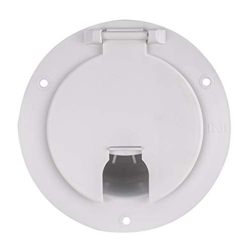 RecPro RV White Power Cord Hatch Cover | UV-Stabilized Plastic | Snap Lock Door | Accepts up to 50 Amp Cord | Made in America - Image 2