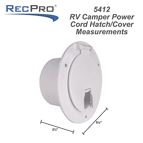 RecPro RV White Power Cord Hatch Cover | UV-Stabilized Plastic | Snap Lock Door | Accepts up to 50 Amp Cord | Made in America - Image 3