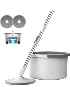 gluckluz Spin Mop and Bucket Set 360°Flat Mop with with Self Separation Dirty and Clean Water System 2Pcs Microfiber Pad Extended Handle for All Types of Floor Cleaning  - Image 1