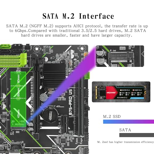 MACHINIST Intel LGA 1155 Motherboard, B75 Micro ATX Gaming PC Motherboard for Desktop (Intel 2nd/3rd Gen, PCIe 2.0, SATA M.2, PCI, DDR3, SATA 6Gb/s, USB 3.0) for Core i3,i5,i7/Xeon E3 V2/Pentium - Image 3