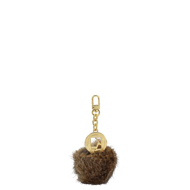 Da Milano Fur Leather Bag Hanging - Beige & Brown