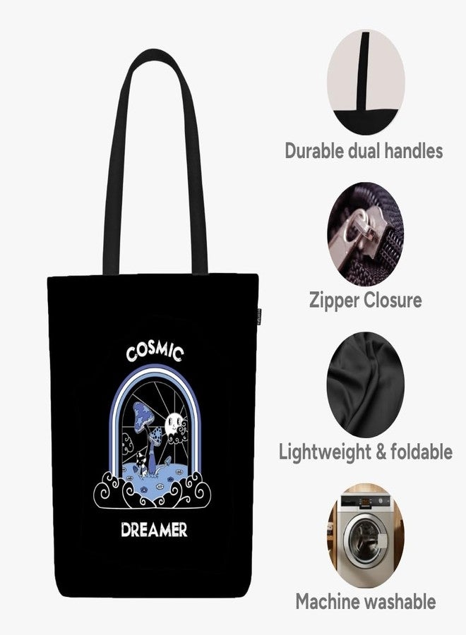 EcoRight Eco Right Canvas Tote Bags for Women with Zip, College Bag for Girls, 100% Organic Cotton Tote Bag for Shopping, Travel & beach bags for women (Cosmic Dreamer) - Image 4